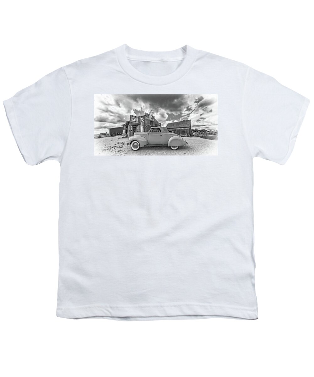 1939 Ford Deluxe Convertible Youth T-Shirt featuring the photograph 1939 Ford Deluxe Convertible 3 bw by Steve Harrington