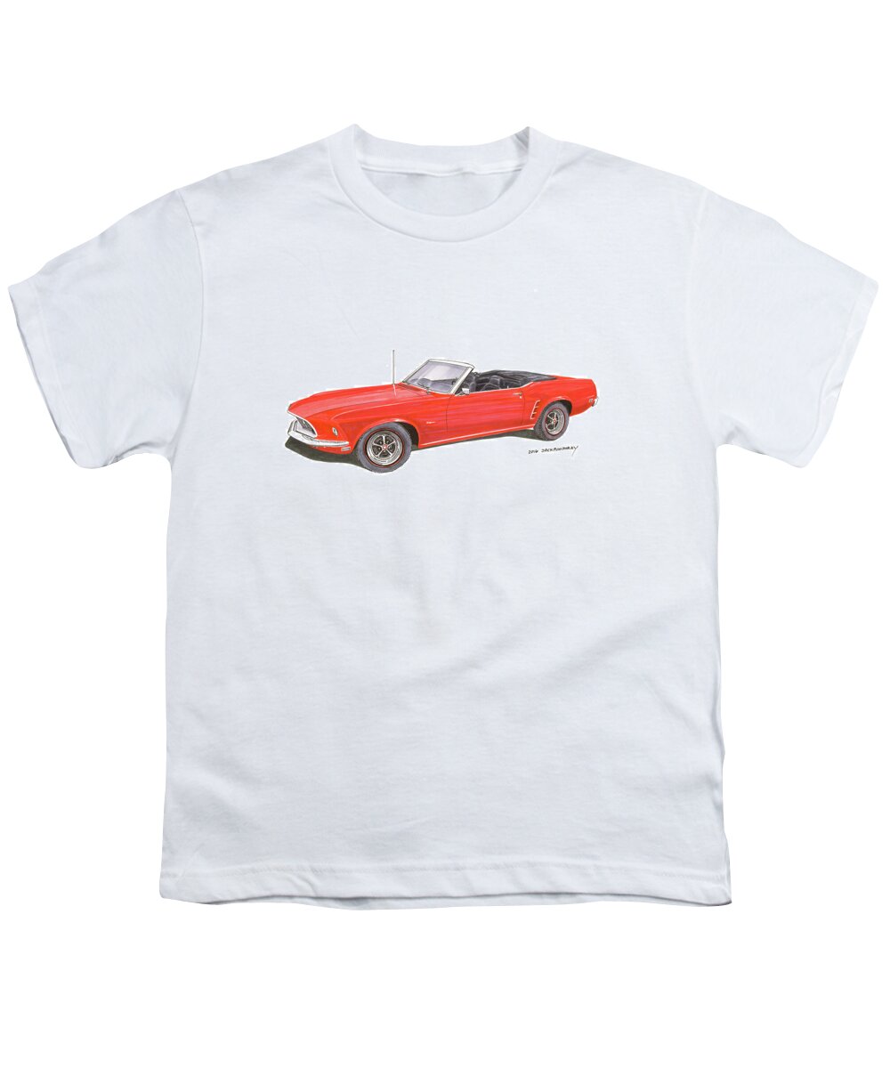 1969 Mustang Convertible Youth T-Shirt featuring the painting 1969 Mustang Convertible by Jack Pumphrey