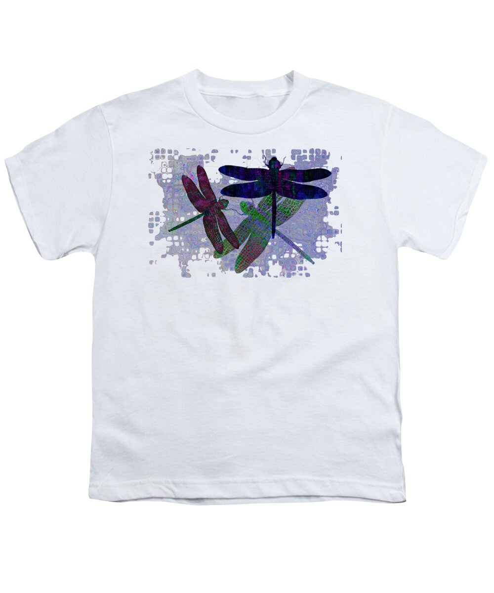 Dragonfly Youth T-Shirt featuring the painting 3 Dragonfly by Jack Zulli