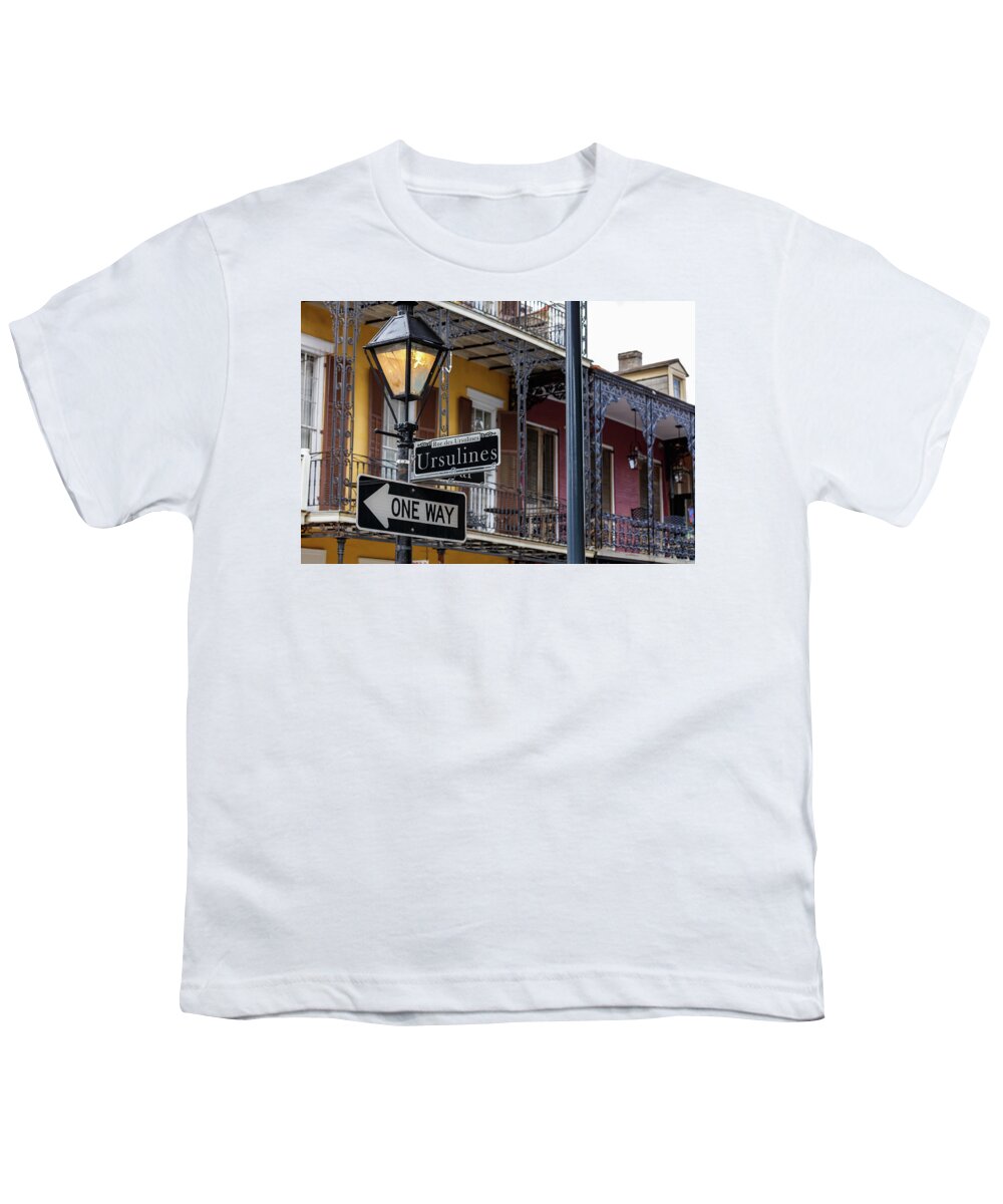 Bourbon Street Youth T-Shirt featuring the photograph French Quarter Cityscape #3 by Raul Rodriguez