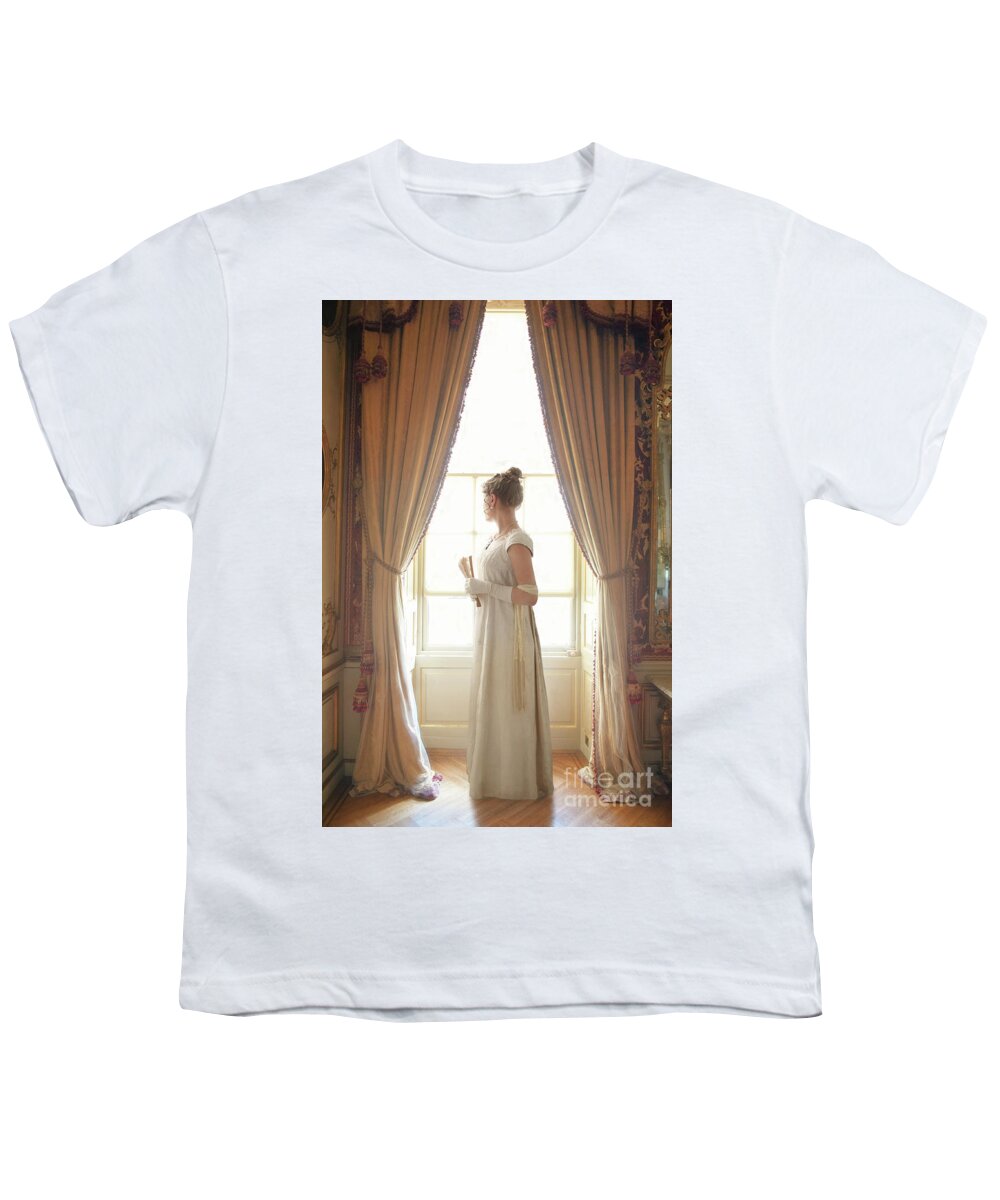 Regency Youth T-Shirt featuring the photograph Regency Woman At The Window #3 by Lee Avison