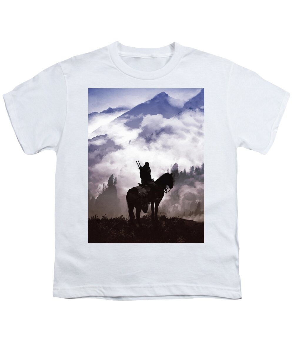 White Wolf Youth T-Shirt featuring the painting A lifetime of adventure by AM FineArtPrints