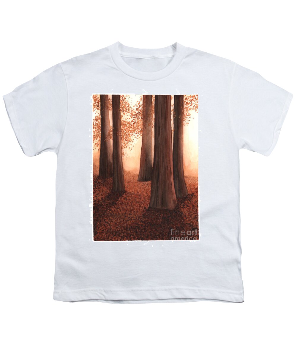 Art Youth T-Shirt featuring the painting A Light in the Woods by Hilda Wagner