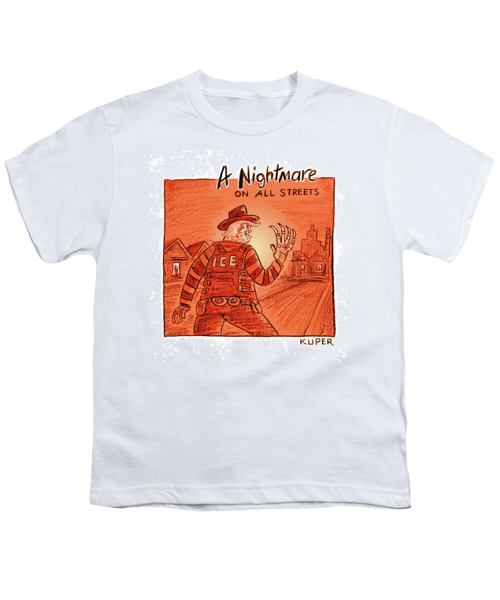 A Nightmare On All Streets Youth T-Shirt featuring the drawing A Nightmare on All Streets by Peter Kuper