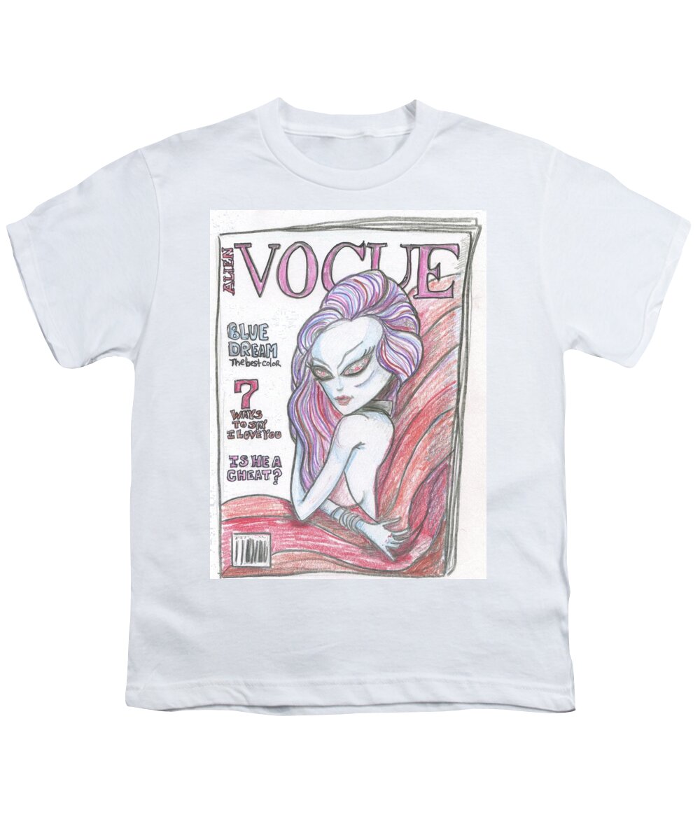Vogue Youth T-Shirt featuring the drawing Alien Vogue by Similar Alien