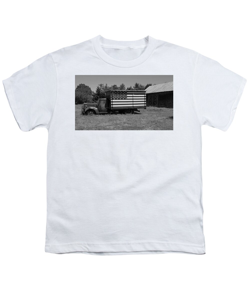 Truck Youth T-Shirt featuring the photograph Americana Truck B W by Rob Hans