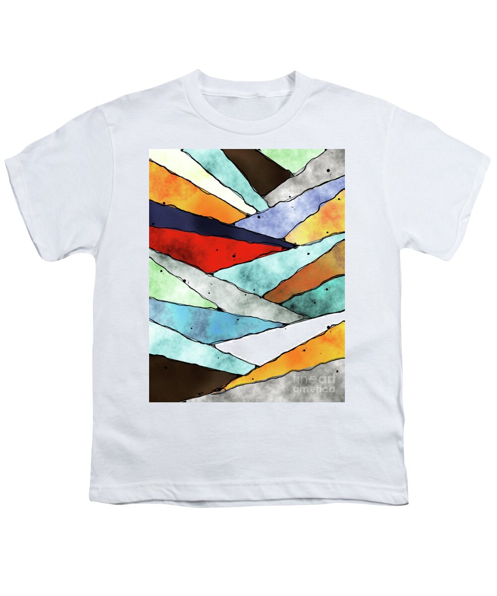 Slices Youth T-Shirt featuring the digital art Angles of Textured Colors by Phil Perkins