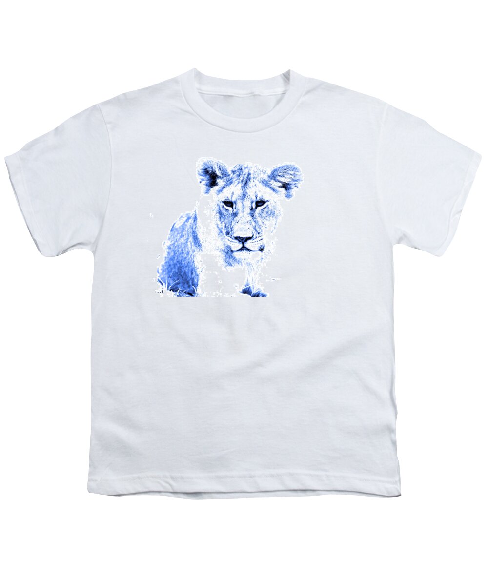 Lions Youth T-Shirt featuring the photograph Blue Lion by Aidan Moran