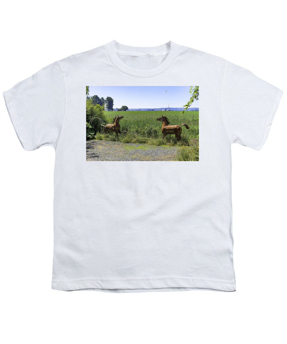 Landscape Youth T-Shirt featuring the photograph Animated Horses by Mark Joseph