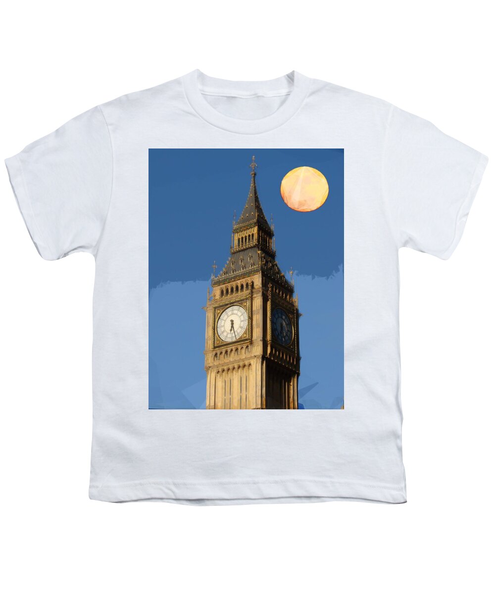 Big Ben Clock Tower Youth T-Shirt featuring the painting Art Big Ben Clock Tower, London 4 by Celestial Images