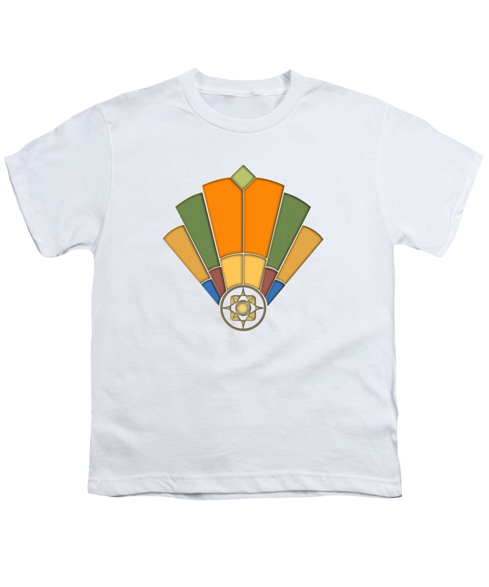 Staley Youth T-Shirt featuring the digital art Art Deco Fan 8 Transparent by Chuck Staley