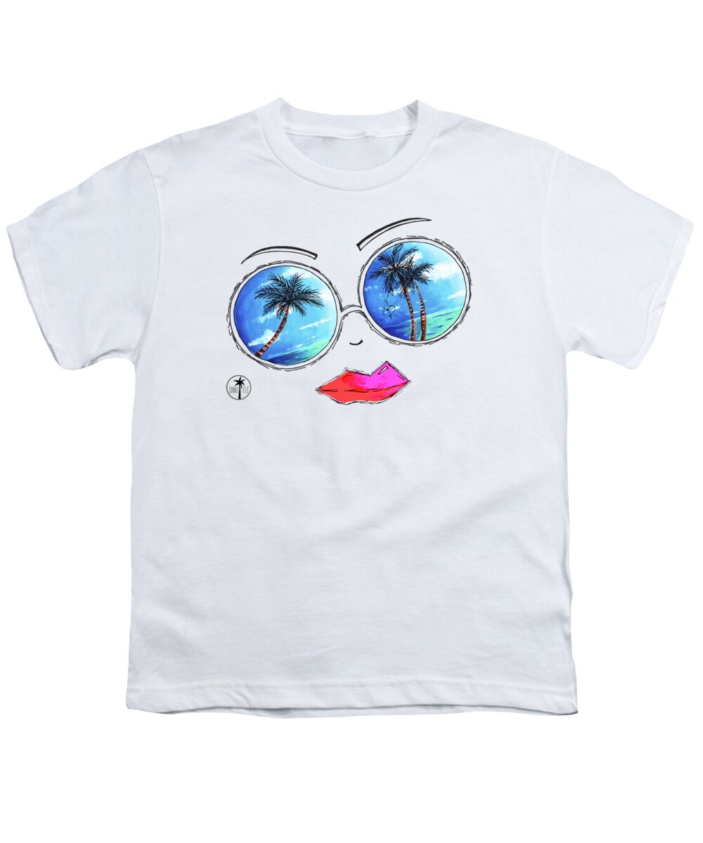 Sunglasses Youth T-Shirt featuring the painting Tropical Reflection PoP Art Painting from the Aroon Melane 2015 Collection by MADART by Megan Aroon