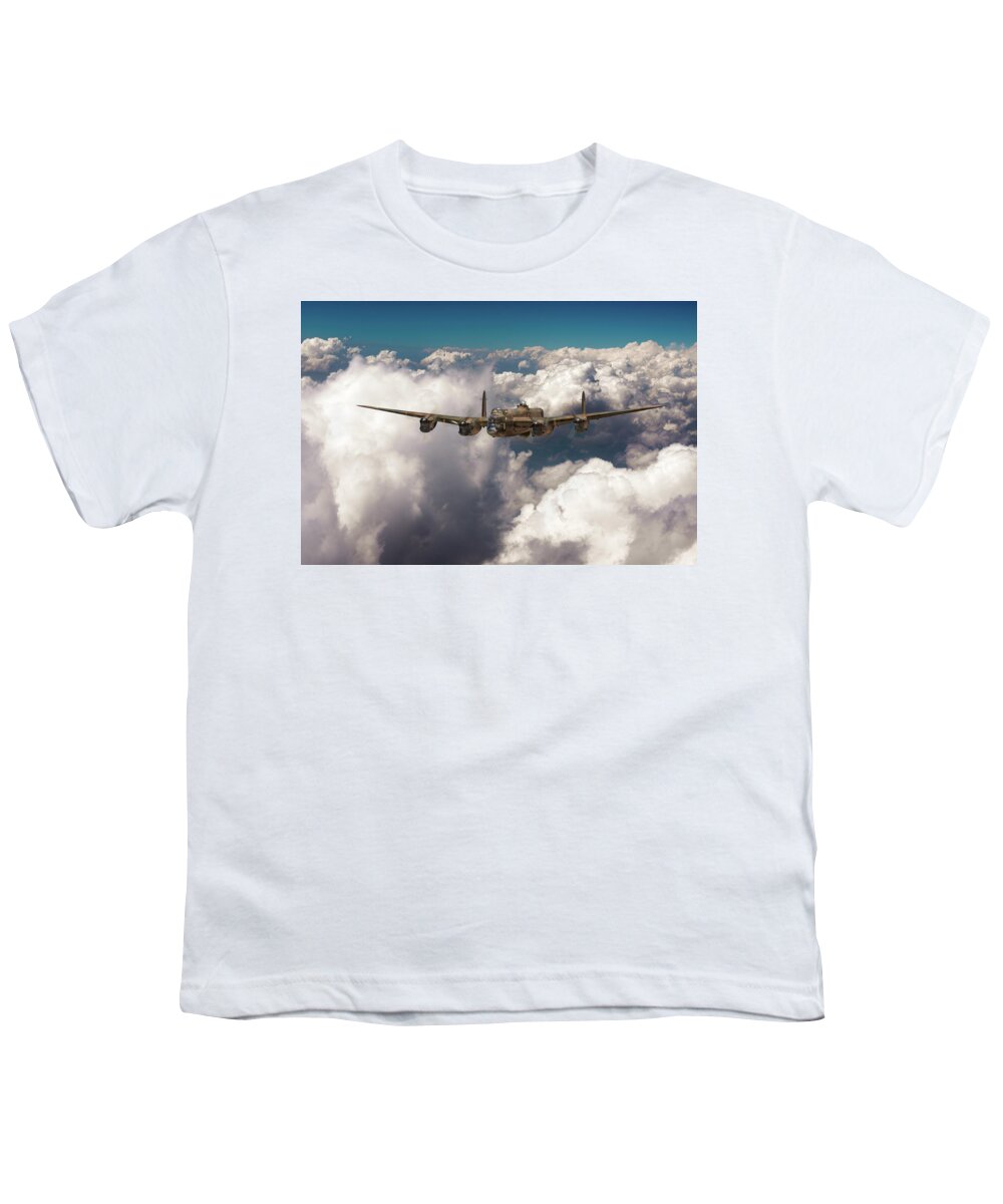 Item Youth T-Shirt featuring the photograph Avro Lancaster above clouds by Gary Eason