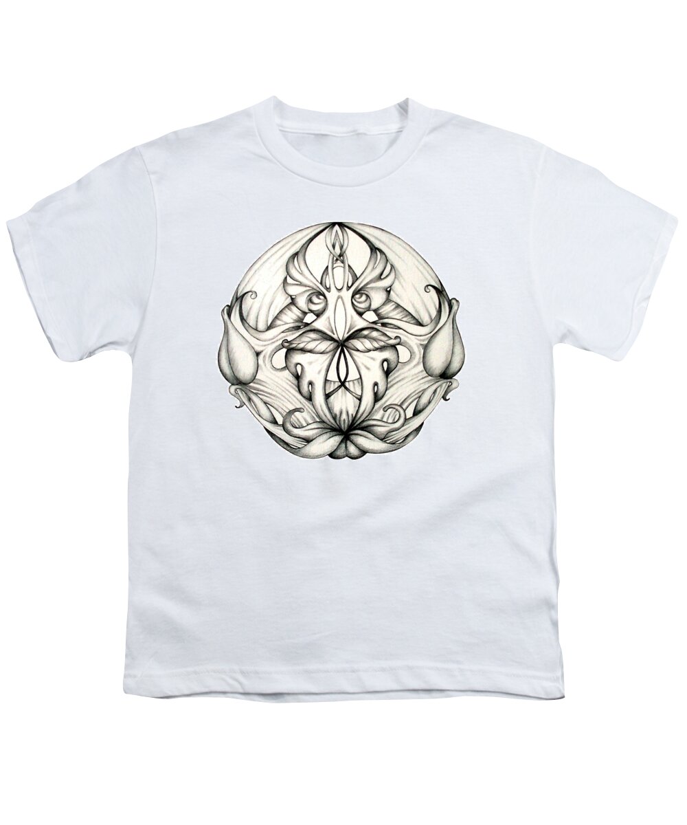 Mandala Youth T-Shirt featuring the drawing Awakening by Shadia Derbyshire