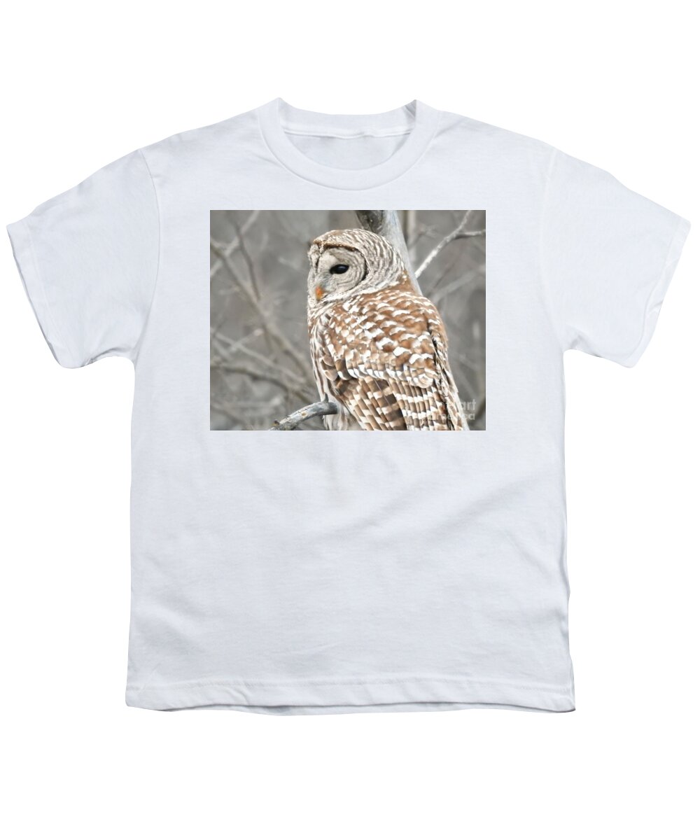 Barred Owl Close-up Youth T-Shirt featuring the photograph Barred Owl Close-Up by Kathy M Krause
