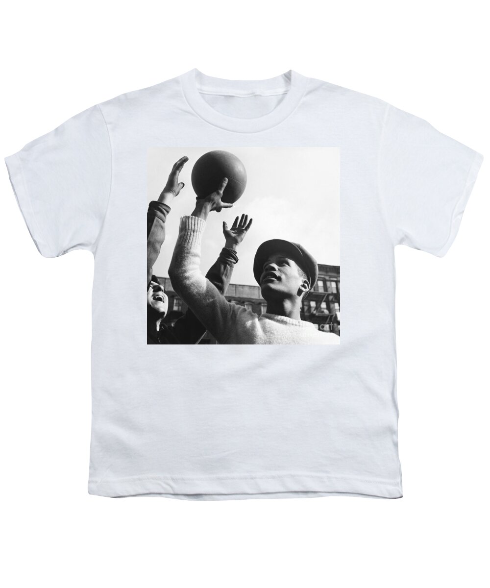 History Youth T-Shirt featuring the photograph Basketball Players, Harlem, 1950s by Erika Stone