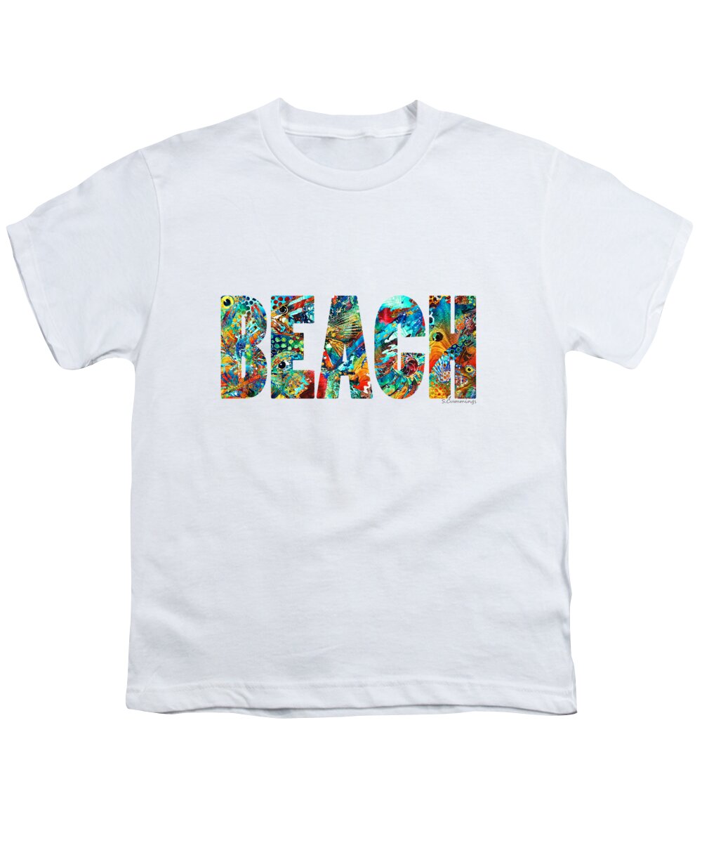 Beach Youth T-Shirt featuring the painting Beach Art - Beachy Keen - By Sharon Cummings by Sharon Cummings