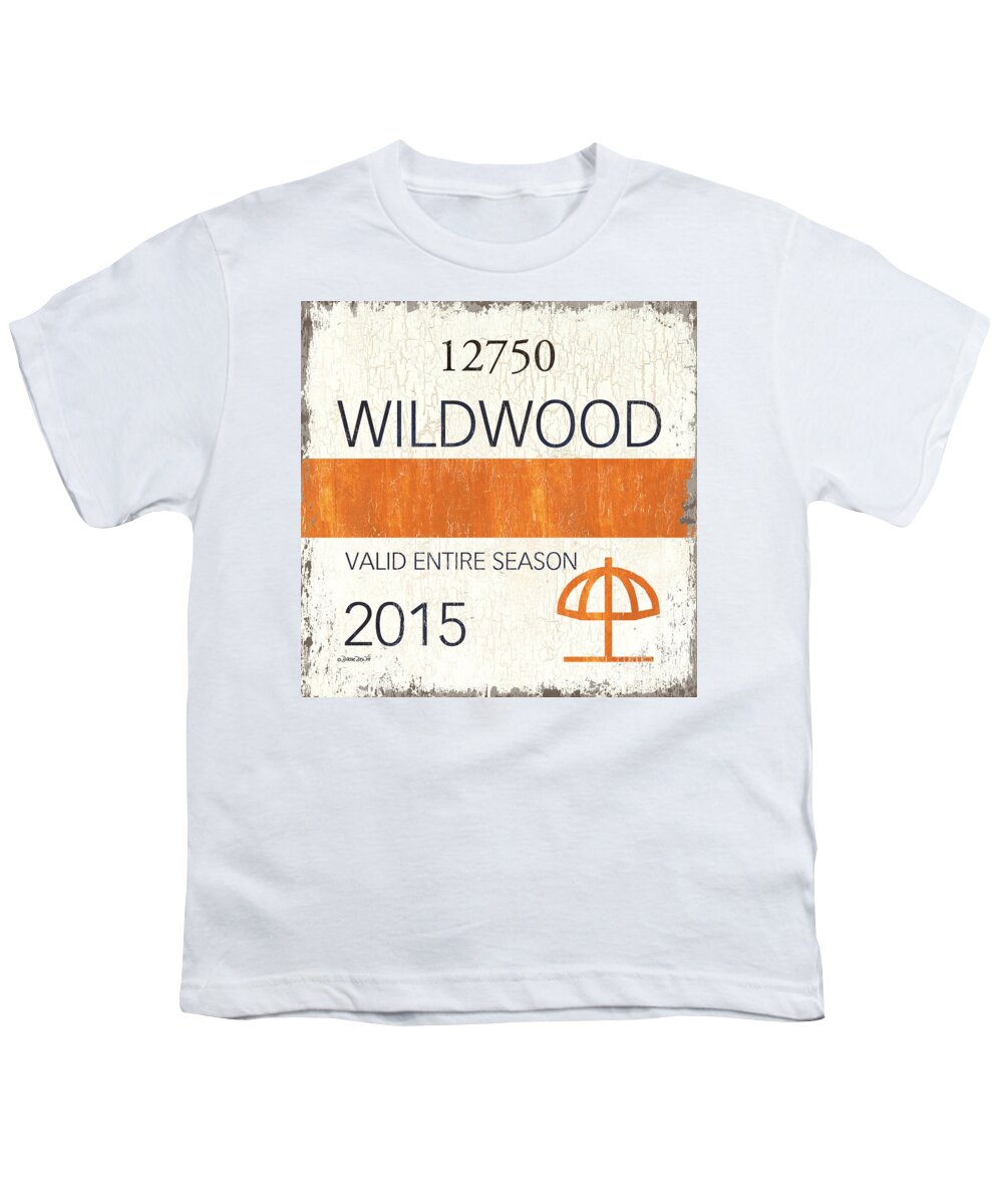 Wildwood Youth T-Shirt featuring the painting Beach Badge Wildwood by Debbie DeWitt