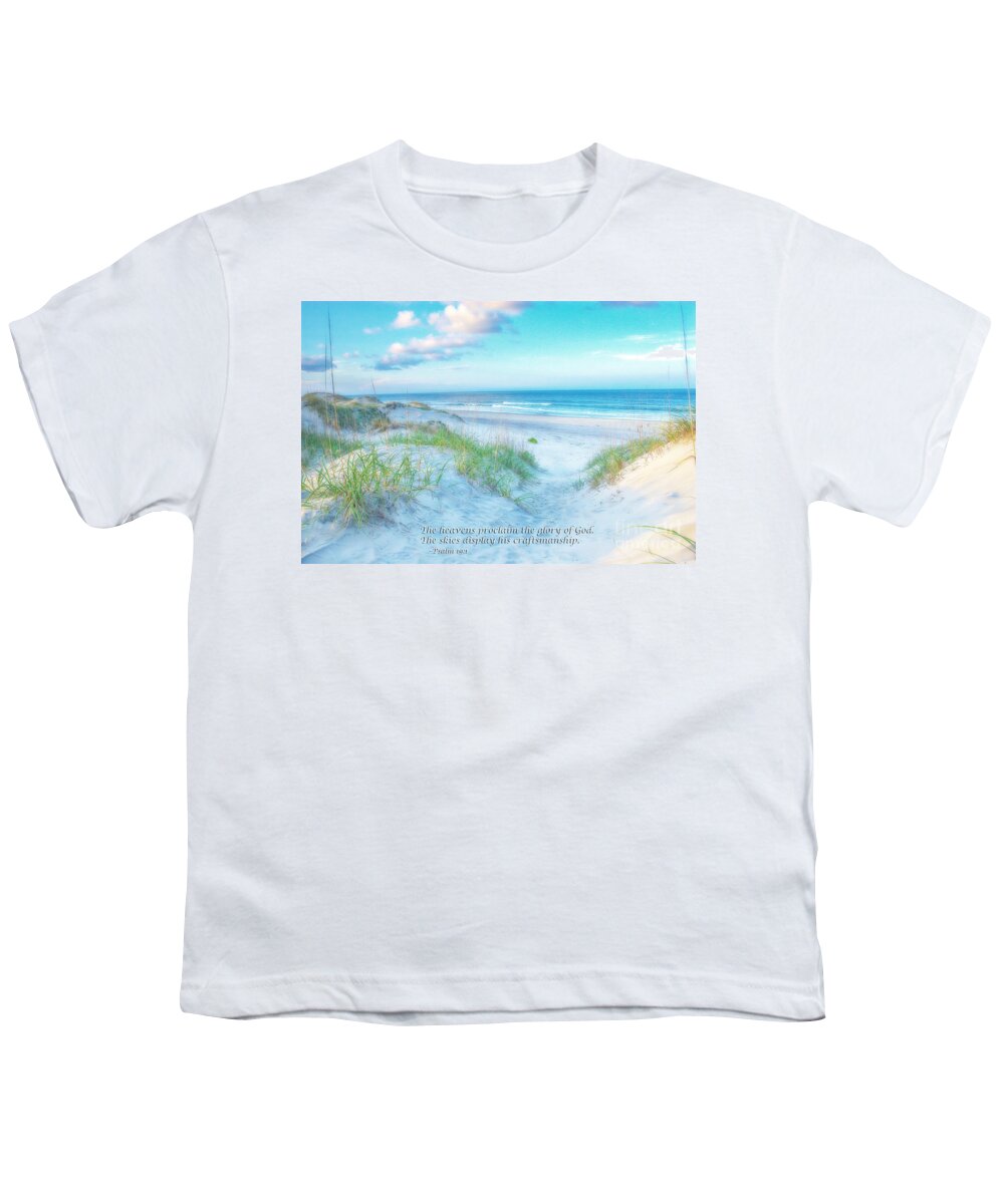 Beach Youth T-Shirt featuring the photograph Beach Scripture Verse by Randy Steele