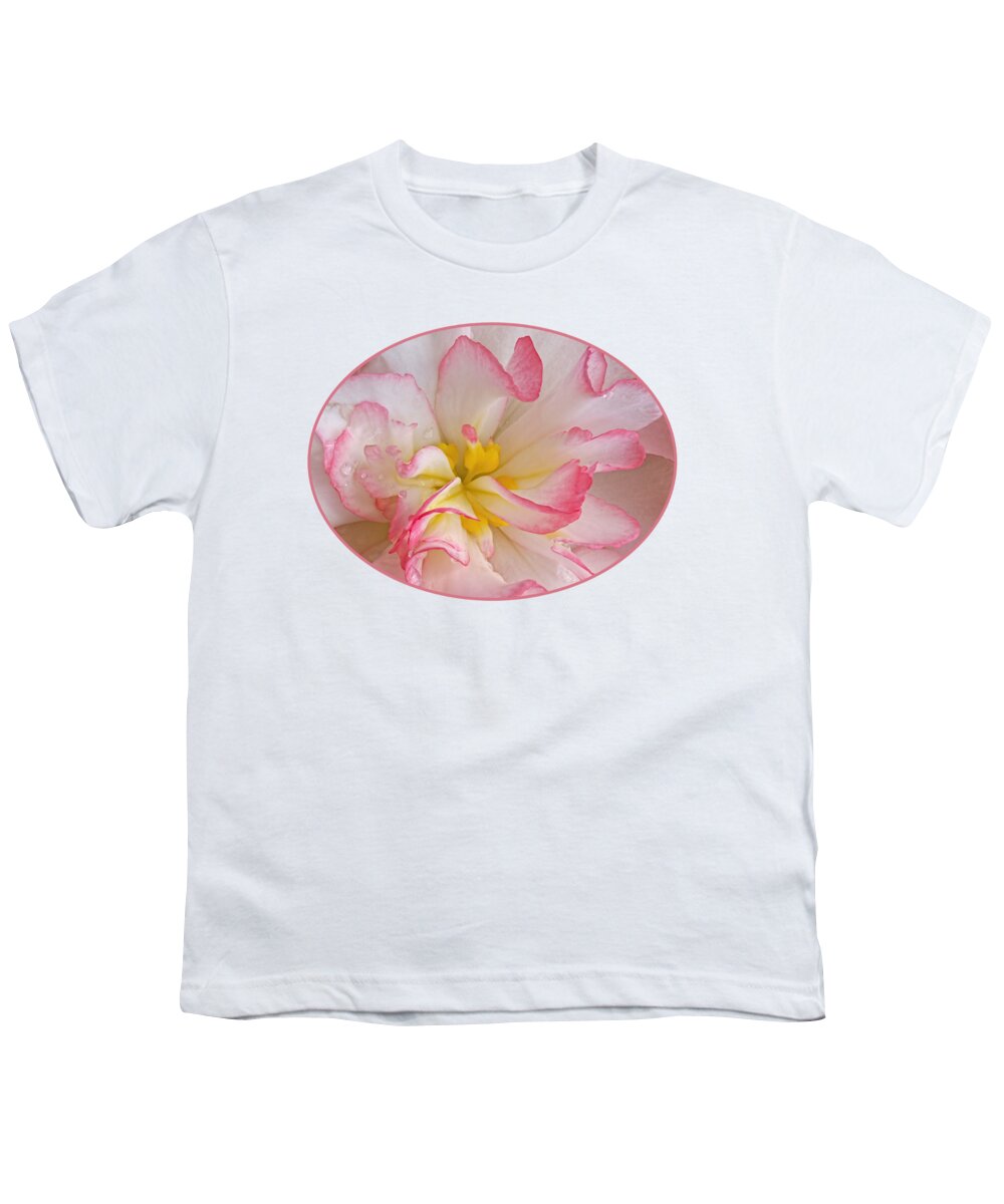Begonia Youth T-Shirt featuring the photograph Begonia Pink Frills - Vertival by Gill Billington