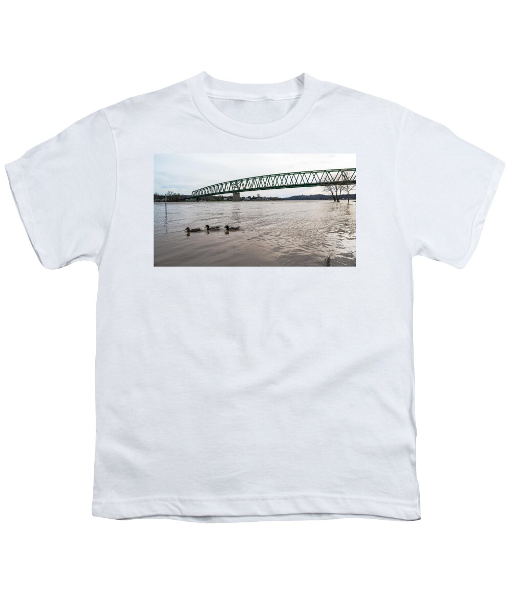 Jan Holden Youth T-Shirt featuring the photograph Bike Trail for the Ducks by Holden The Moment
