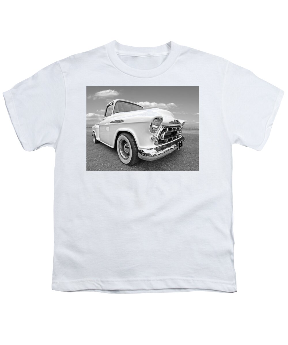 Chevrolet Truck Youth T-Shirt featuring the photograph Black and White Chevy by Gill Billington