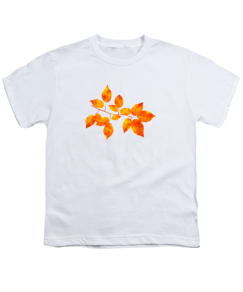 Leaves Youth T-Shirt featuring the mixed media Black Cherry Pressed Leaf Art by Christina Rollo