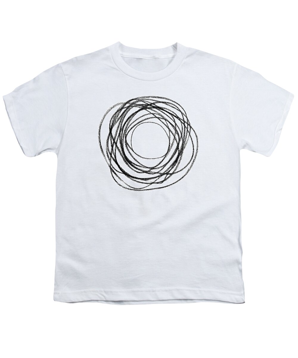 Circle Youth T-Shirt featuring the photograph Black doodle circular shape by GoodMood Art