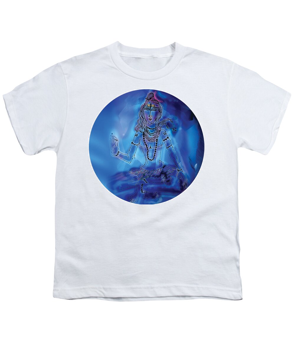 Himalaya Youth T-Shirt featuring the painting Blue Shiva by Guruji Aruneshvar Paris Art Curator Katrin Suter