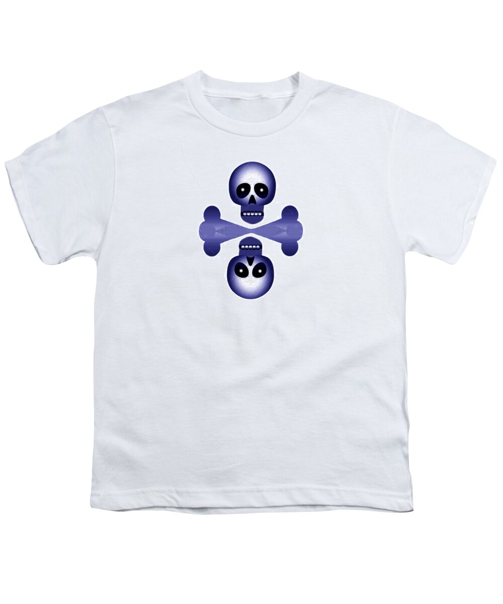 Blue Skulls Youth T-Shirt featuring the digital art Blue Skulls by Xueyin Chen