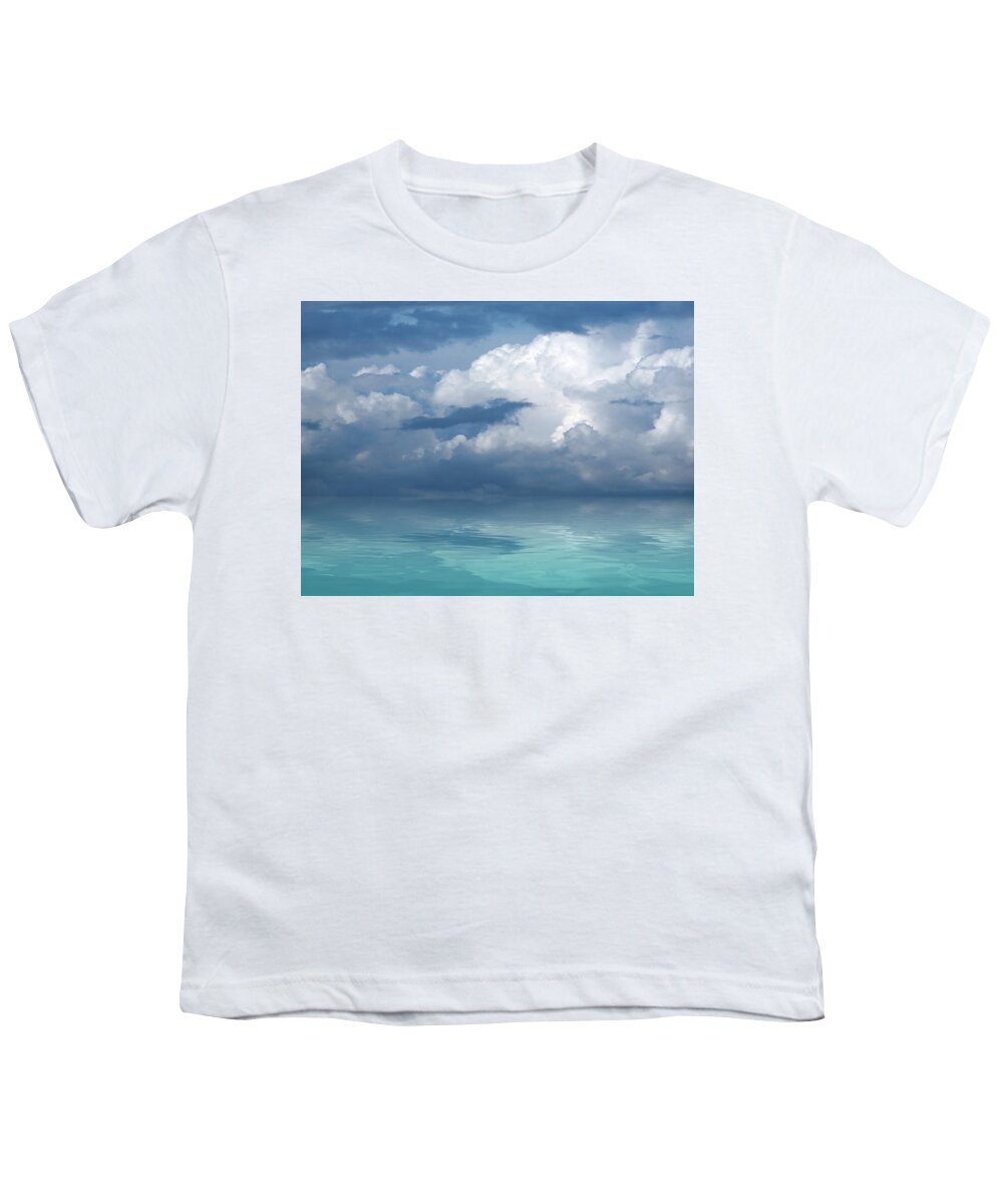 Cloudscape Youth T-Shirt featuring the photograph Blue Sky Reflections by Gill Billington