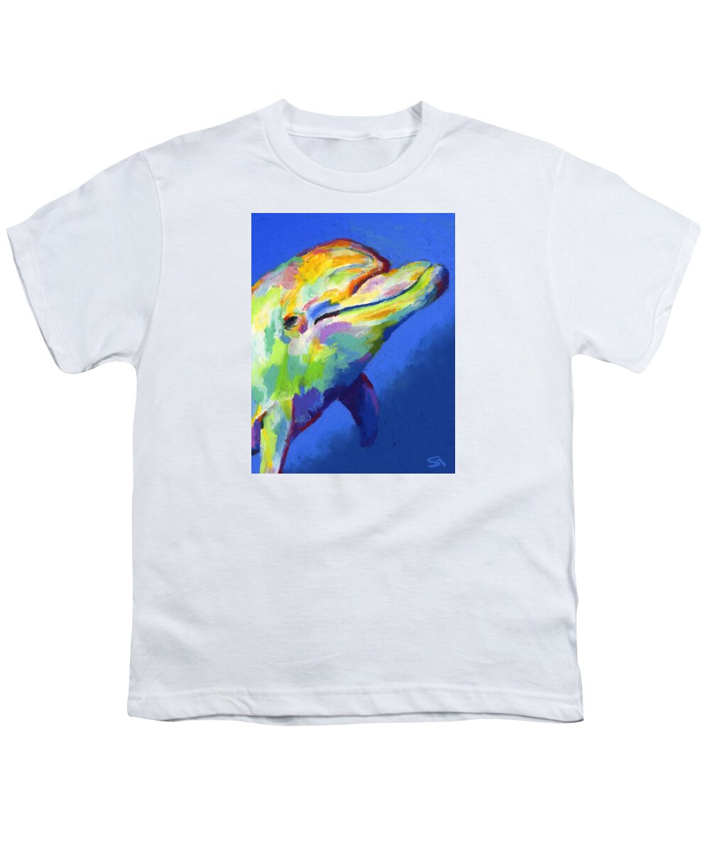 Dolphin Youth T-Shirt featuring the painting Born To Live Free by Stephen Anderson