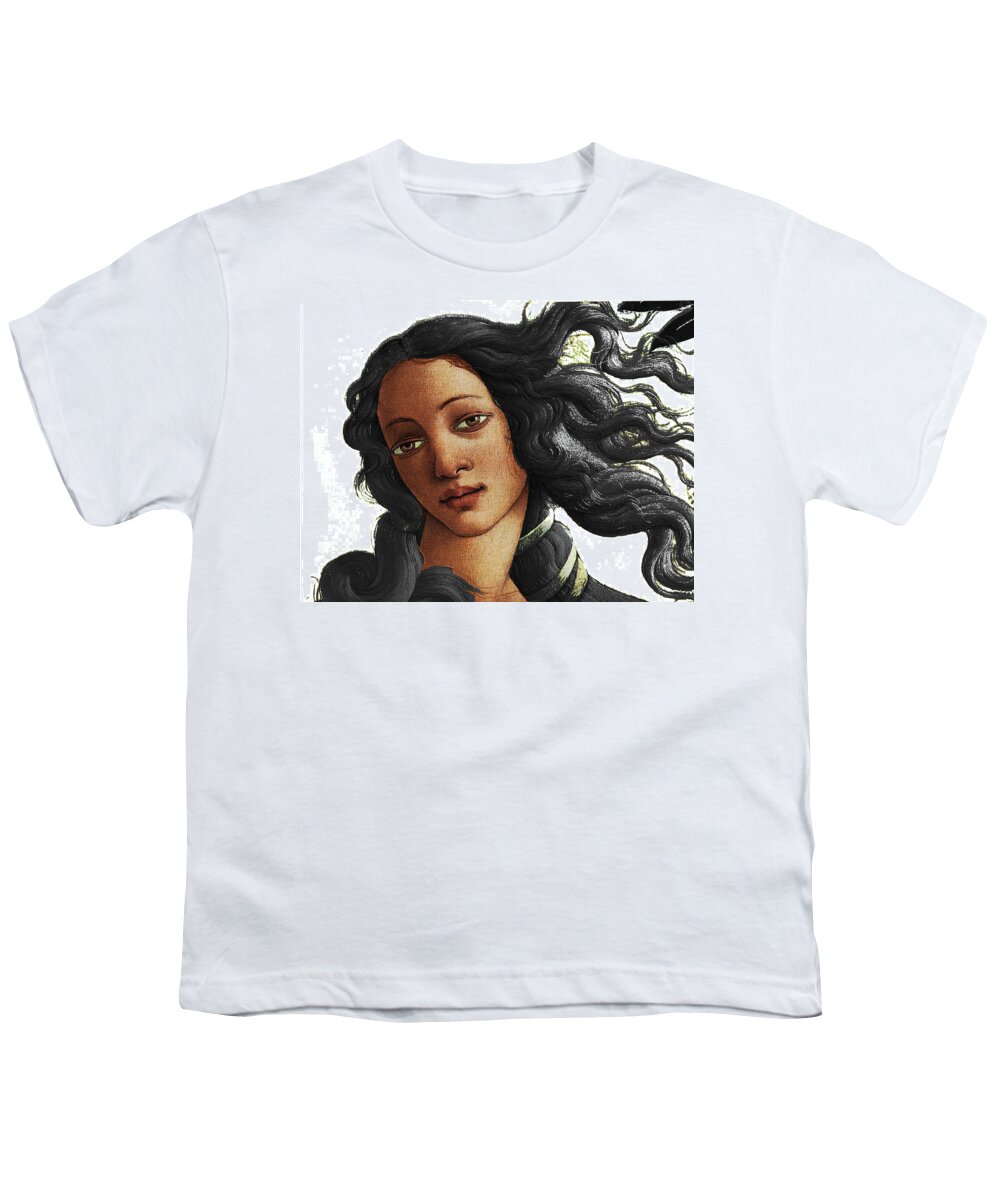 Sandro Botticelli Youth T-Shirt featuring the painting Botticelli American Venus Black Lives Matter by Tony Rubino