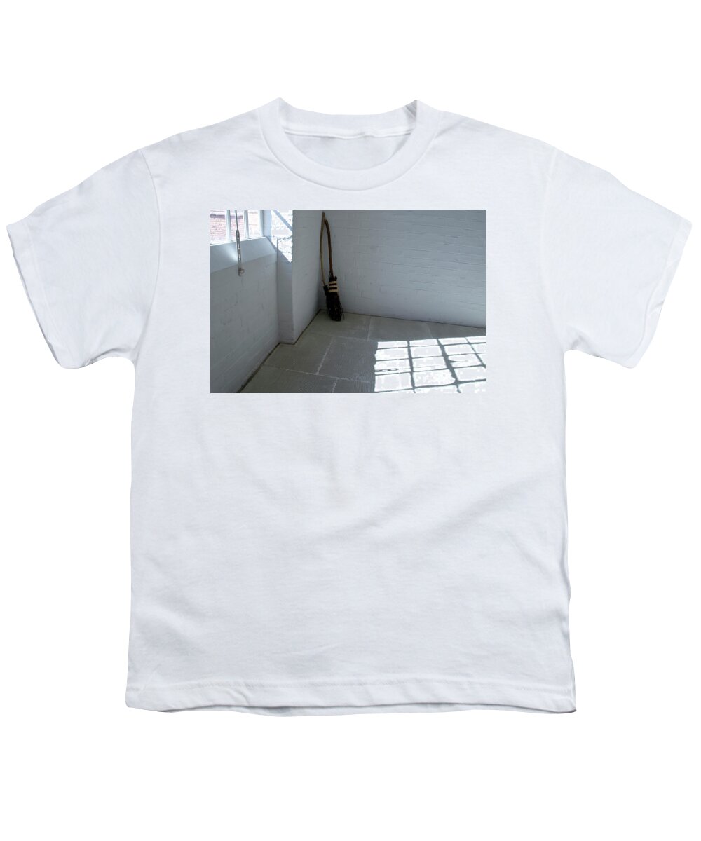 Broom Youth T-Shirt featuring the photograph Broom in a corner. by Elena Perelman