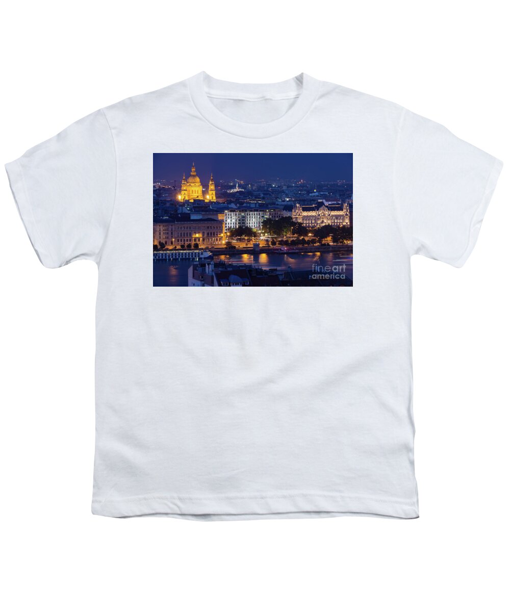 Budapest Youth T-Shirt featuring the photograph Budapest at Night by Bob Phillips