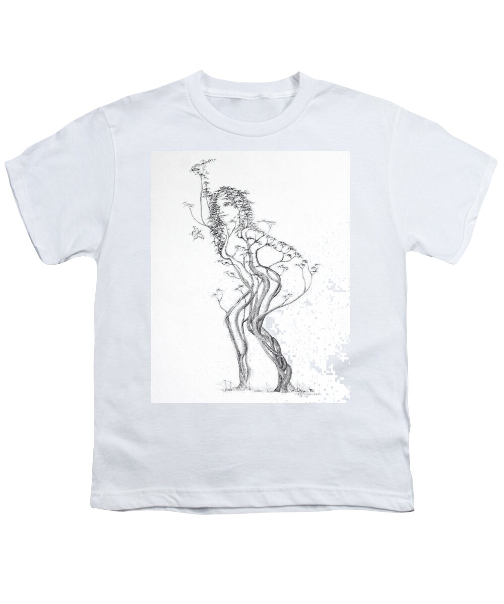 Tree Dancer Youth T-Shirt featuring the drawing Butterfly Dancer by Mark Johnson