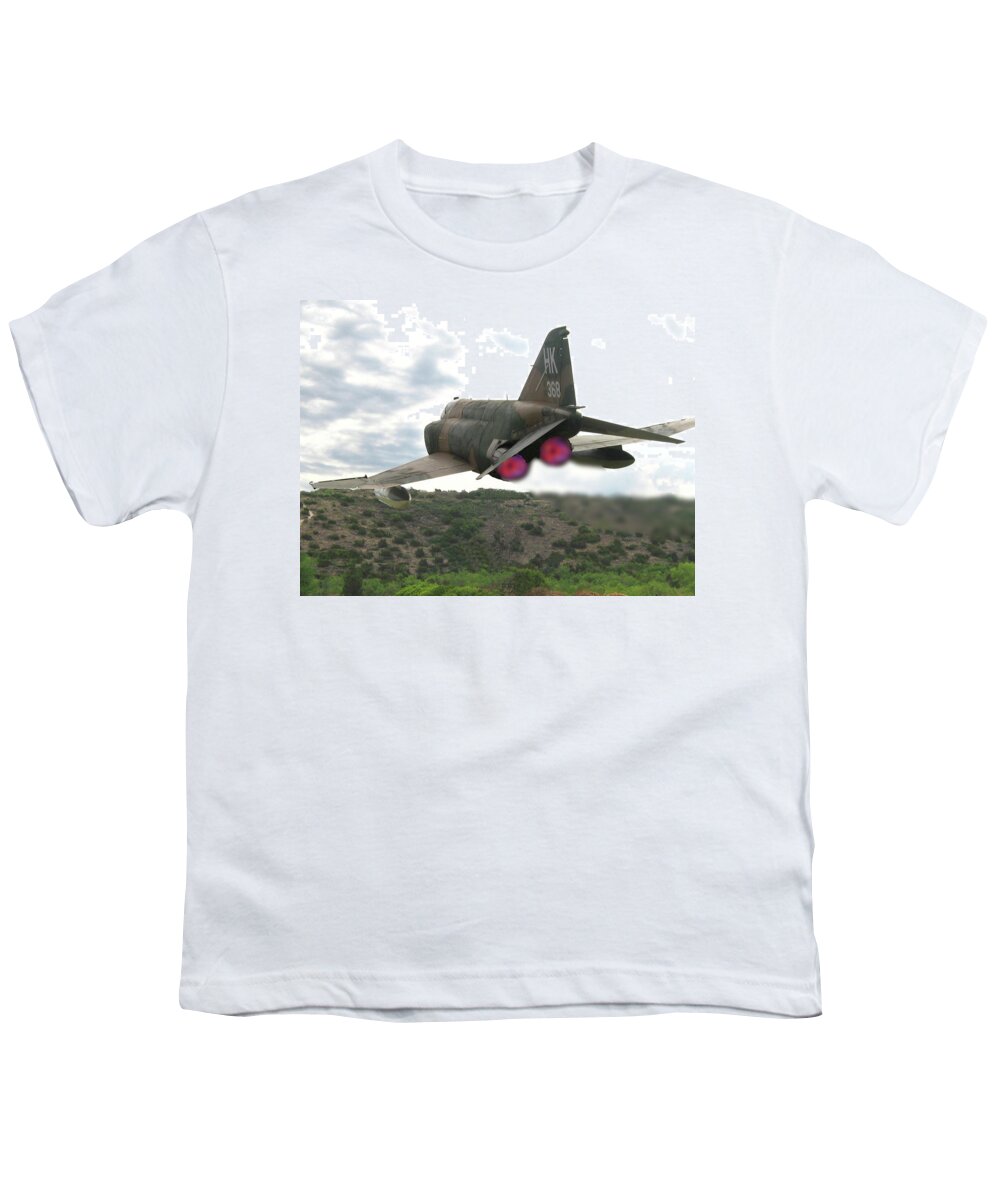 Vietnam Era Fighter Jet Youth T-Shirt featuring the digital art Buzz The Tower by Gary Baird