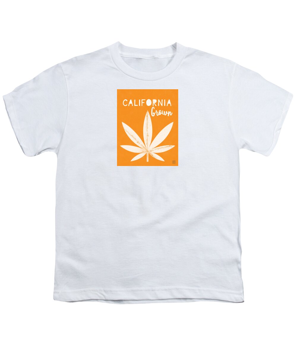 California Youth T-Shirt featuring the digital art California Grown Cannabis Orange- Art by Linda Woods by Linda Woods