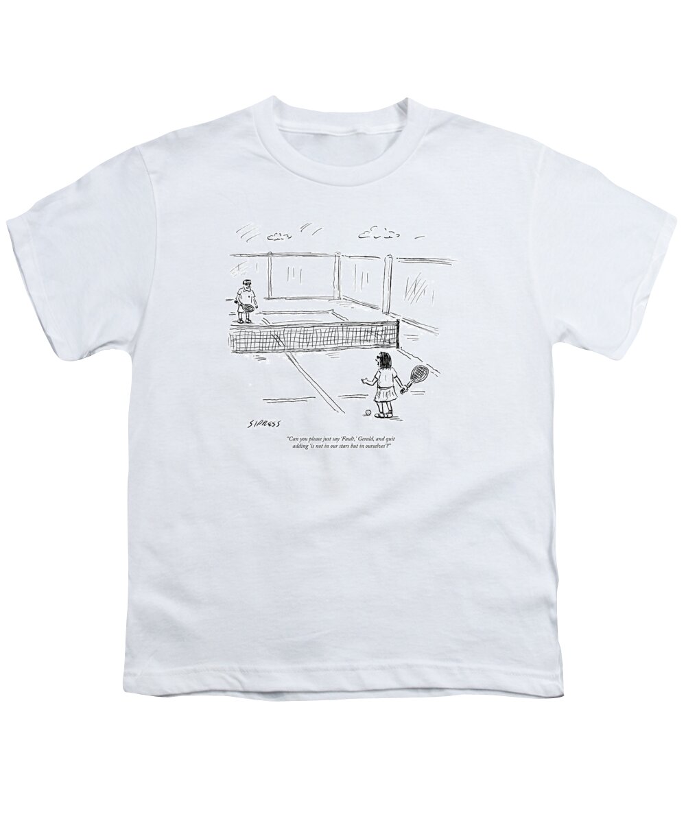 can You Please Just Say fault Youth T-Shirt featuring the drawing Can you please just say Fault Gerald by David Sipress