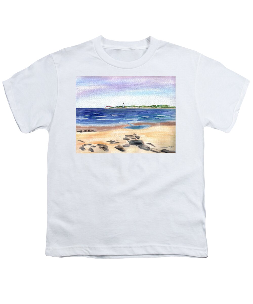 Cape May Youth T-Shirt featuring the painting Cape May Beach by Clara Sue Beym