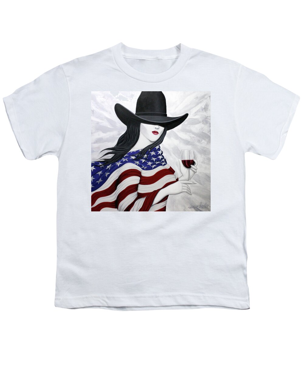 American Girl Youth T-Shirt featuring the painting Cheers To America 1 by Lance Headlee