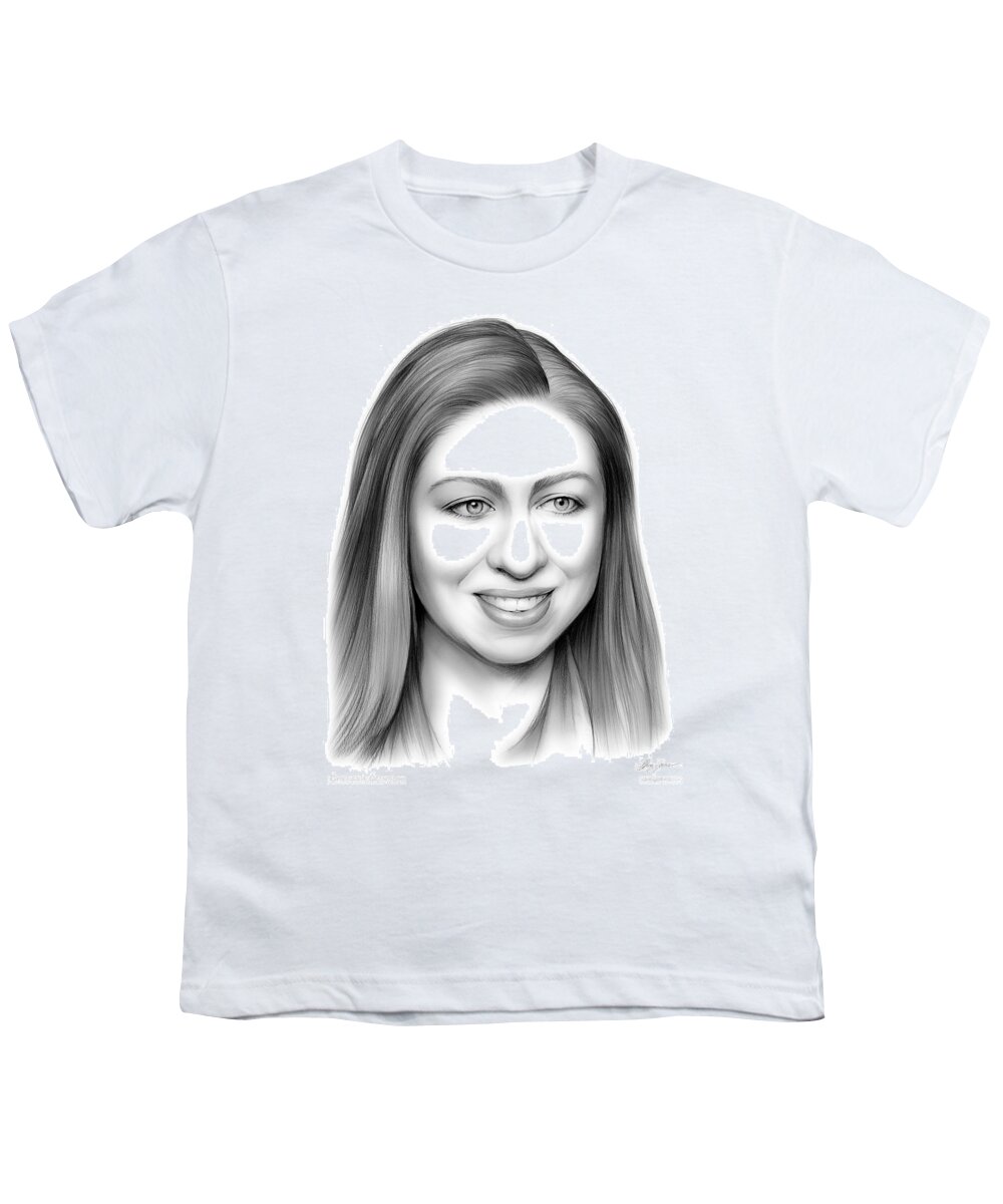 Chelsea Clinton Youth T-Shirt featuring the drawing Chelsea Clinton by Greg Joens