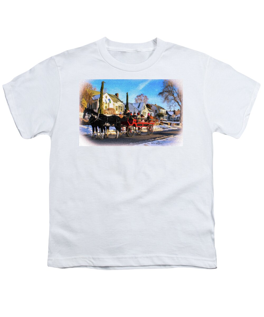 Christmas Youth T-Shirt featuring the pyrography Christmas Caroling by Dr Janine Williams