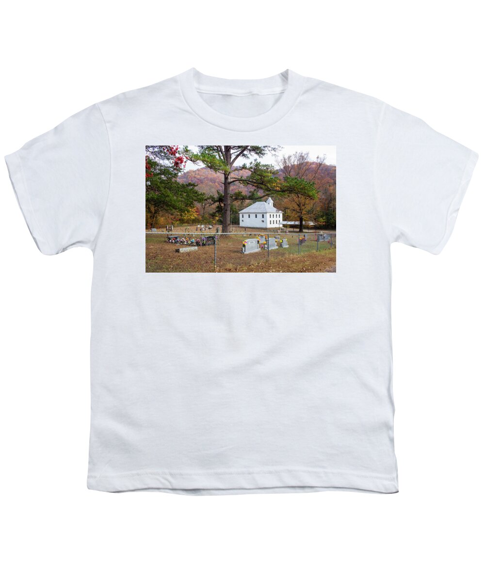 Fall Youth T-Shirt featuring the photograph Church in the Mountains by Tammy Chesney