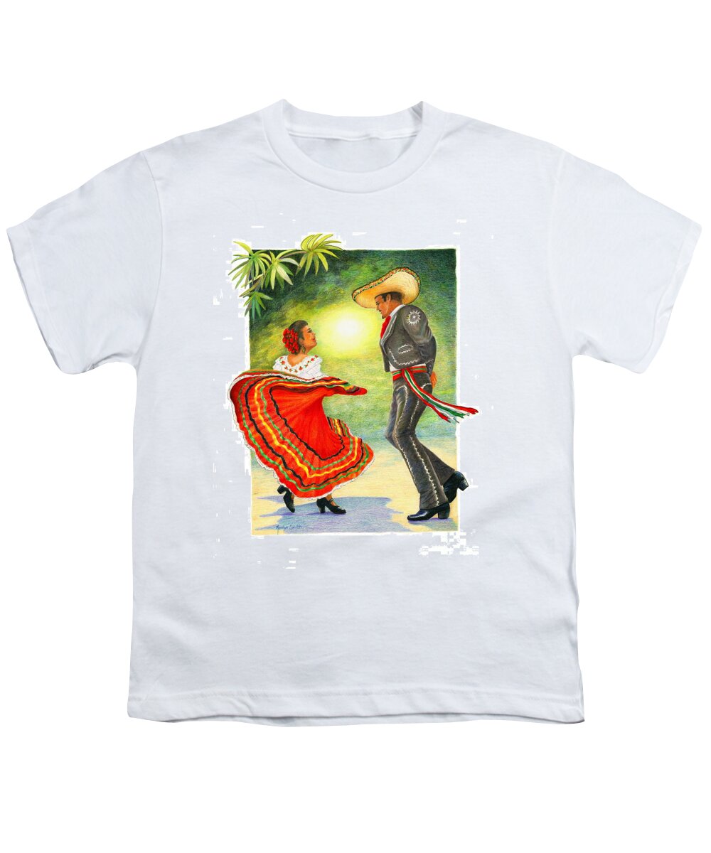 Cinco De Mayo Youth T-Shirt featuring the drawing Cinco de Mayo Dancers by Marilyn Smith