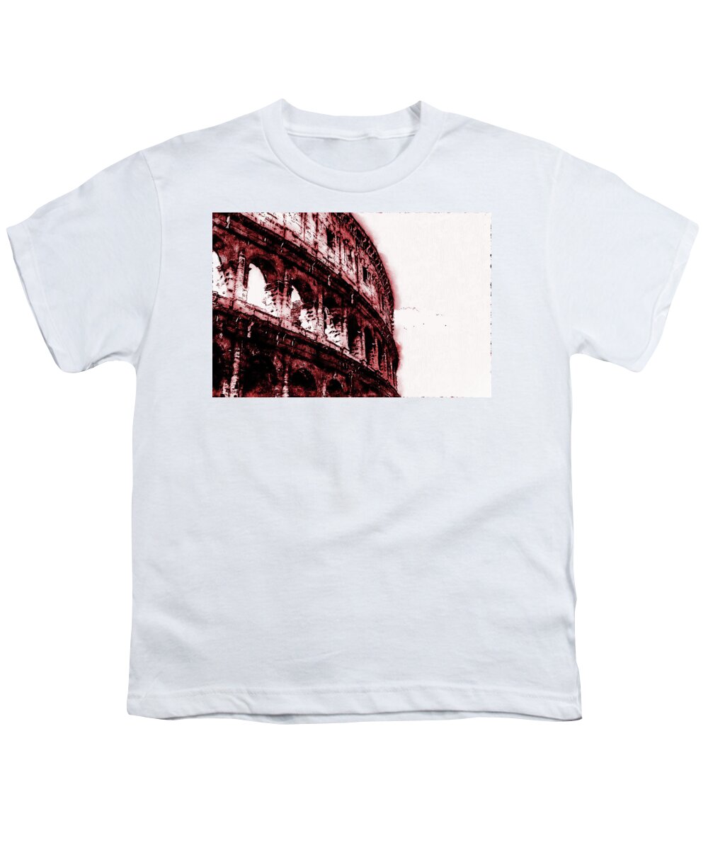 Rome Ancient Monument Youth T-Shirt featuring the digital art Colosseum, Rome - 10 by AM FineArtPrints