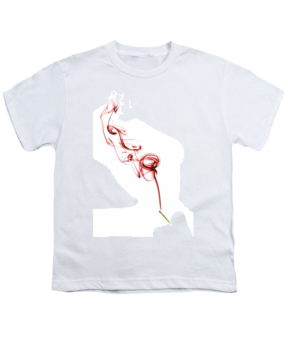 Smoke Youth T-Shirt featuring the photograph Coloured Smoke - Red by Nick Bywater