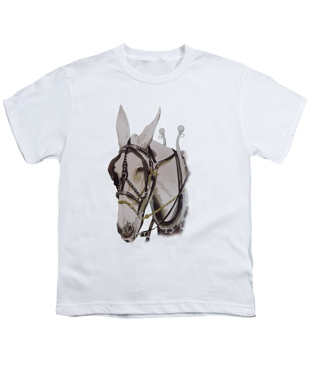 Mule Youth T-Shirt featuring the painting Connie the Mule by Gary Thomas