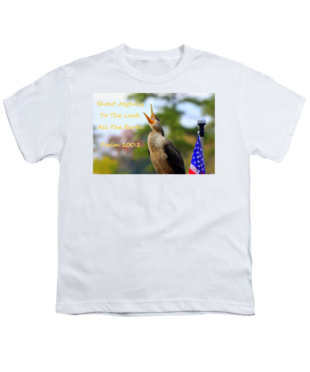 Cormorant Psalm 100:1 Youth T-Shirt featuring the photograph Cormorant Psalm 100 1 by Lisa Wooten