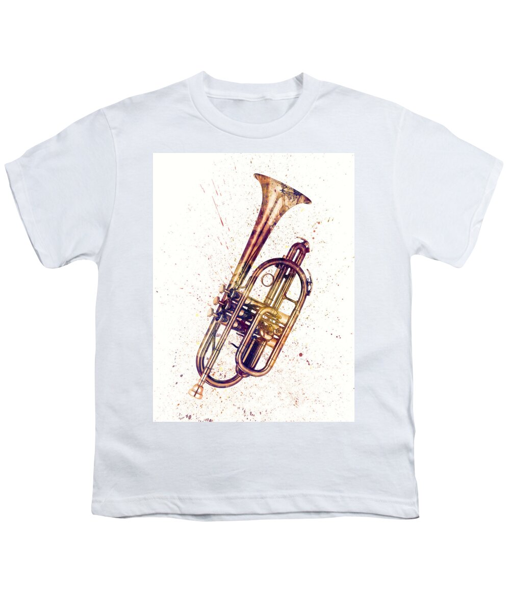 Cornet Youth T-Shirt featuring the digital art Cornet Abstract Watercolor by Michael Tompsett